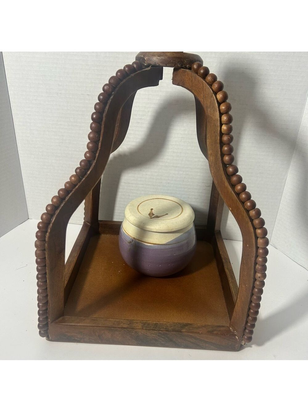 New Studio Art Pottery Ceramic Round Butterbell Purple Glazed Signed by Artist